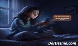 Eski sevgiliye mesaj atmamak için direnen ve dertleşen birinin gece illüstrasyonu