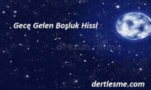 Gece yıldızlı gökyüzünde hilal üzerinde oturan ve elindeki parlayan telefonla dertleşen kişi illüstrasyonu.