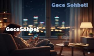 Gece sohbet eden kadın görseli, elinde telefon ile loş ışıkta chat yapan biri