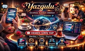 Yazgulu sohbet odaları tanıtım görseli – ücretsiz, güvenli ve anonim mobil sohbet platformu