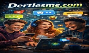 Makarasohbet chat sitesi üzerinden mobil ve ücretsiz sohbet eden kullanıcıları gösteren Dertlesme.com temalı dijital görsel