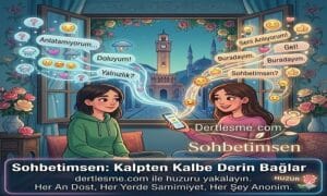 Rose gardıman içinde, telefonla dertleşerek karmaşık düşüncelerini huzura dönüştüren iki kadının İzmir Saat Kulesi manzaralı Sohbetimsen ve dertlesme.com görseli.