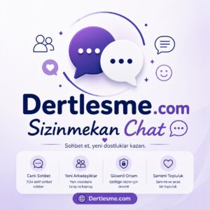 Sizinmekan Chat | Dertlesme.com - Dertlesme.com Sizinmekan Chat sohbet sitesi için hazırlanmış modern mor tonlarda sohbet balonlu tanıtım görseli.